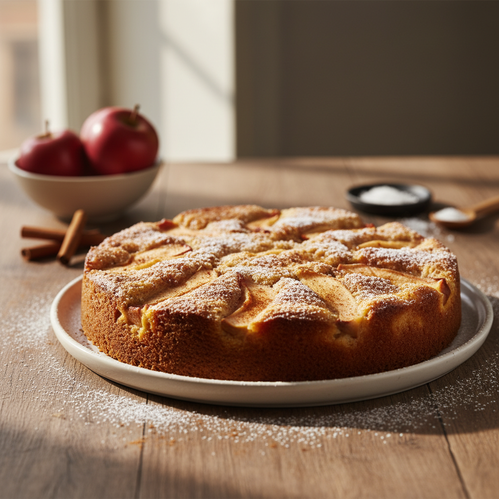 Tirpstantis burnoje obuolių pyragas: paprastas receptas